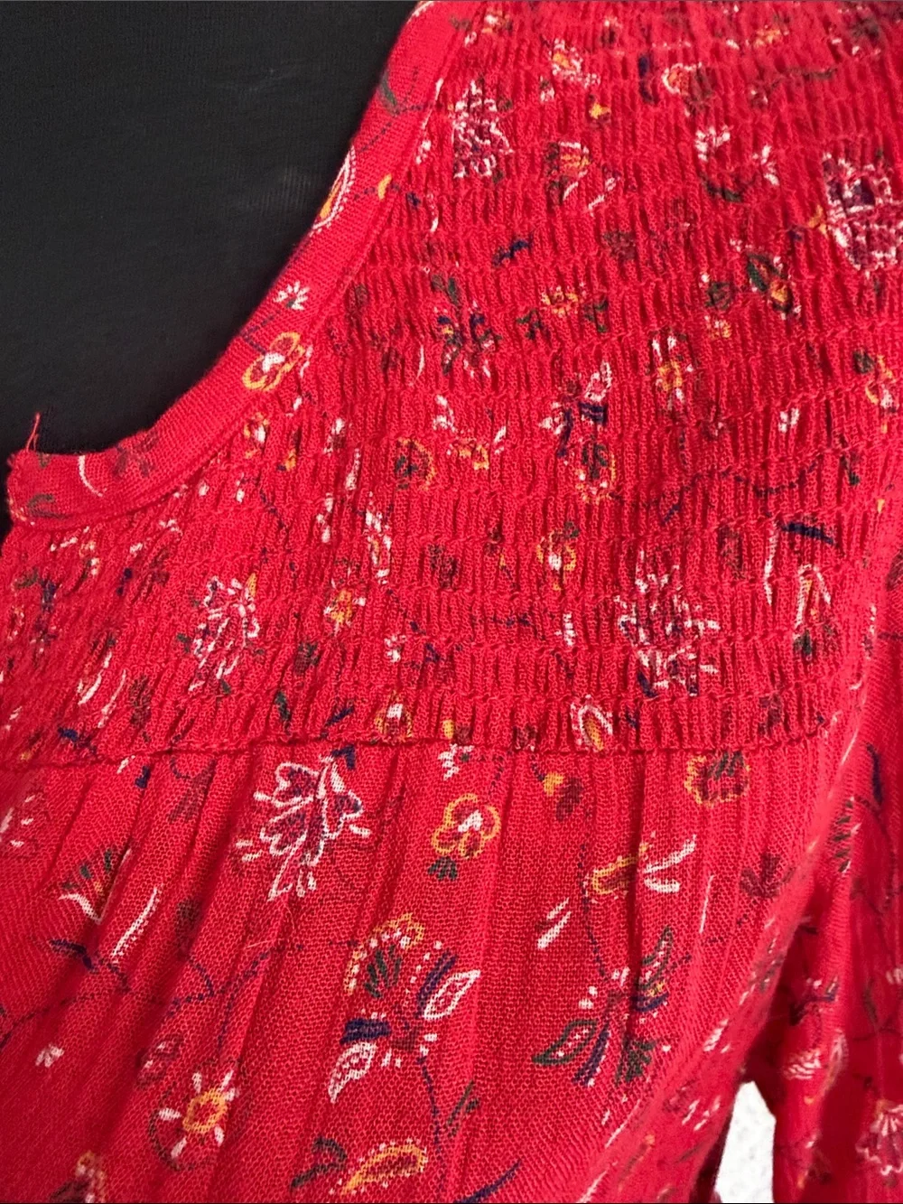 Old Navy Red Long-Sleeve Floral Midi Dress - Picture 3 of 10